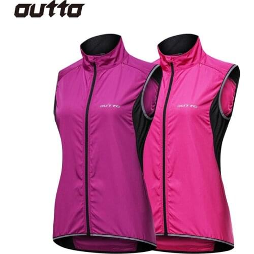 Womens Cycling Vest Windproof Night Safty Reflective Running Vest Sport Waterproof Sleeve Jacket for Female