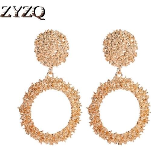 ZYZQ Superb Drop Earrings Trendy Hollow Out Circle Pendant Hyperbole Accessories Earrings Wholesale Lots&Bulk Jewelry Earrings