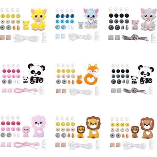 1 Set Silicone Beads Teething Rodent Food Grade BPA Free Fox Rabbit DIY Accessories Set Pacifier Chain Clips DIY Necklace Infant