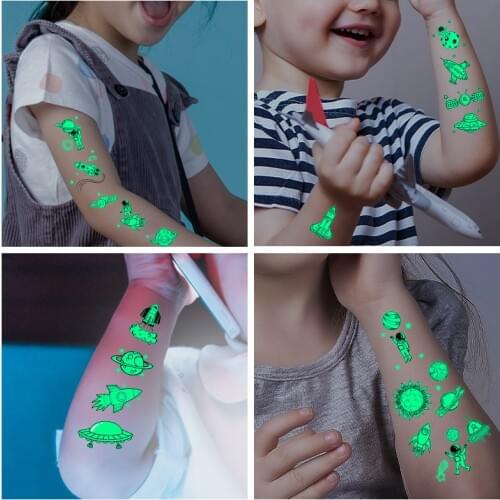 1pcs Tattoo Stickers Luminous Child Kid Temporary Fake Tattoos Glow Paste on Face Arm Leg for Children Body Art Sticker