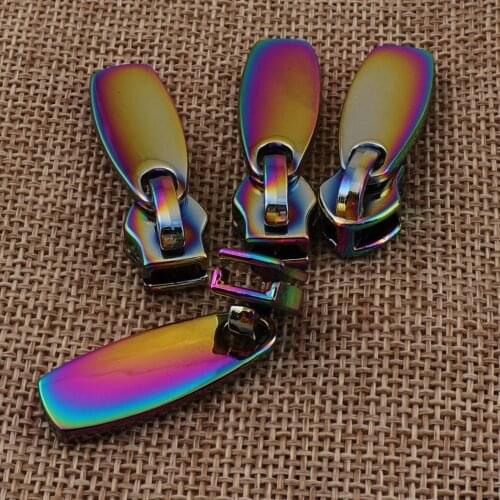10 PCS Rainbow Head Zipper Slider Puller Long Pull Zipper Heads Loose Sliders Pulls Handbag Hardware Bag Supply Sewing #5