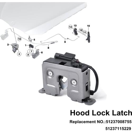 2 Pcs 512370087 Front Lower Hood Lock Latch for BMW 3 5 Series E60 E90 E92 Bonnet Open Catch Lock Release Mechanism 51237115229