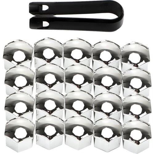 20Pcs Car Wheel Nut Caps Auto Hub Screw Cover 17mm Bolt Rims Exterior Decoration Special Socket Protection Dust Proof Black/Silv