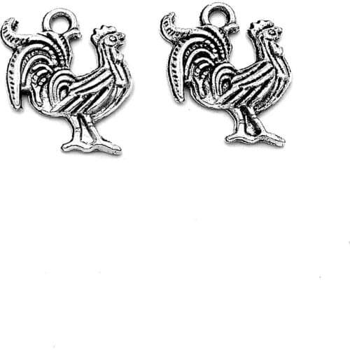 20pcs Cock charms pendant 22x18mm antique silver ornament accessories jewelry making craft DIY base material