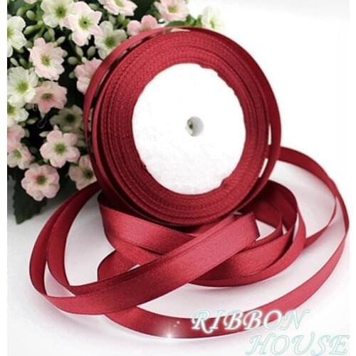 25 yards/roll) 3/8" (10mm) Wine Red Single Face Satin Ribbon Webbing Decoration Gift Christmas Ribbons