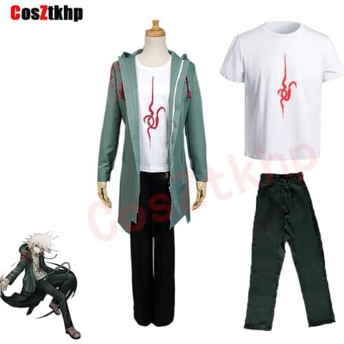 3 PCS Super Danganronpa 2 Nagito Komaeda Cosplay Jacket T-shirt Sets Halloween Costumes Women Men Adult Anime Clothes top pants