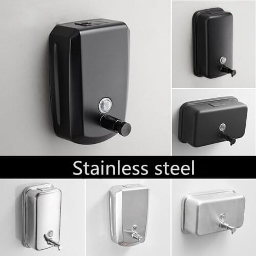 304 Stainless Steel Soap Dispenser Black Bathroom Wash Shower Gel Bottle Wall-mounted Soap Bottle Hand Sanitizer 500ml