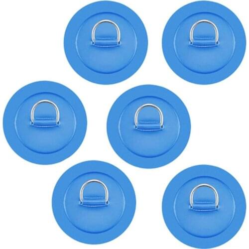 6Pcs Surfboard Dinghy Boat PVC Patch With Stainless Steel D Ring Deck Rigging Sup Ring Pad for Inflatable Boat Raft Canoe Kayak