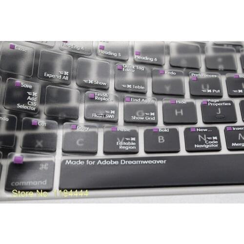 Adobe Dreamweaver Shortcut Hot Key Functional TPU Backlight Keyboard Cover Skin Protector For Macbook Pro Air 13 15 USA
