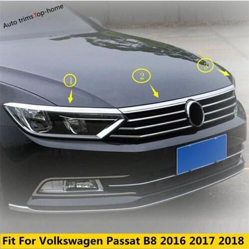 Front Engine Hood Strip Head Lamp Eyelid Cover Trim Stainless Steel Accessories Exterior For Volkswagen Passat B8 2016 2017 2018