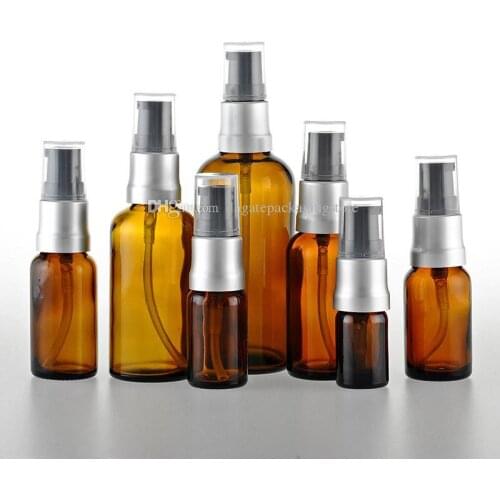 5/10/15/20/30/50/100ML Amber Glass Pump Atomizer Bottles Essential Oil Perfume Water Vial Spray Bottles