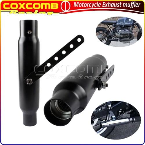 1Pair Motorcycle Black/Chrome Retro1-1/2" 1-3/4" Silencer Pipe For Harley Chopper Scrambler Cafe Racer Shortly Exhaust Muffler