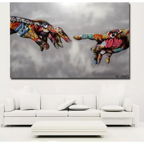 Graffiti Street Wall Art Canvas Painting Abstract Colorful Hands Pictures Wall Art Prints Posters For Living Room