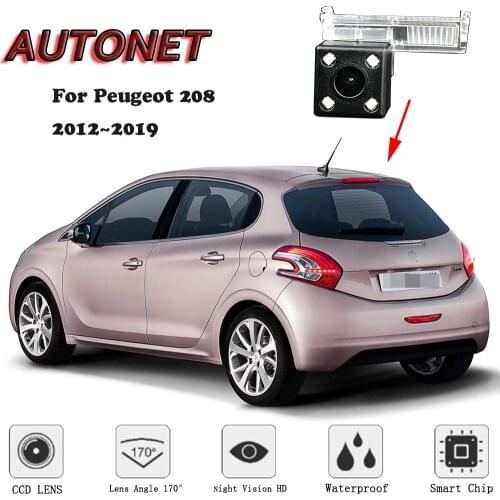 AUTONET HD Night Vision Backup Rear View camera For Peugeot 208 2012 2013 2014 2015 2016 2017 Original hole/license plate camera