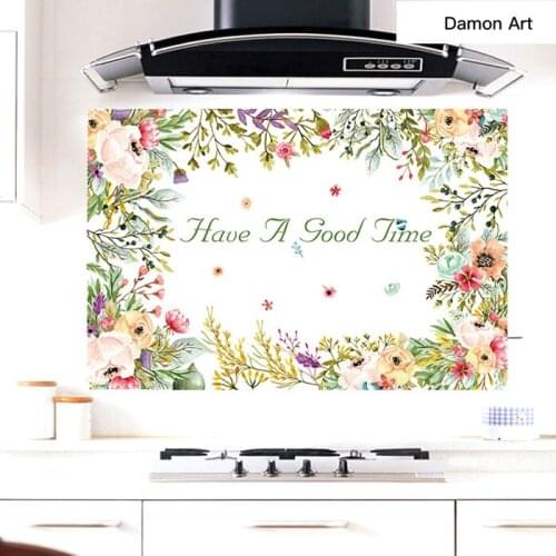 Kitchen Wall Sticker Oil-proof High Temperature Resistance Tile Cupboard Smoke Lampblack Machine Stickers Waterproof kitchen Art