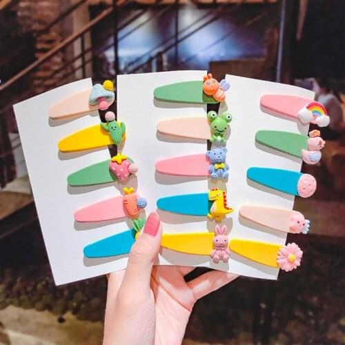 MueRaa 5 Pcs/Set Korean Style Cartoon Matte Childrens Hair Clips BB Hairpins Hairgrips Kawai Arcylic Hair Accessories Barrettes