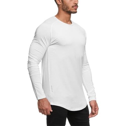Mens Gym Fitness Shirt Running T Shirt Sport Sweatshirt Long Sleeve Bodybuilding Workout Tee Tops Men Training Jogging T-shirt