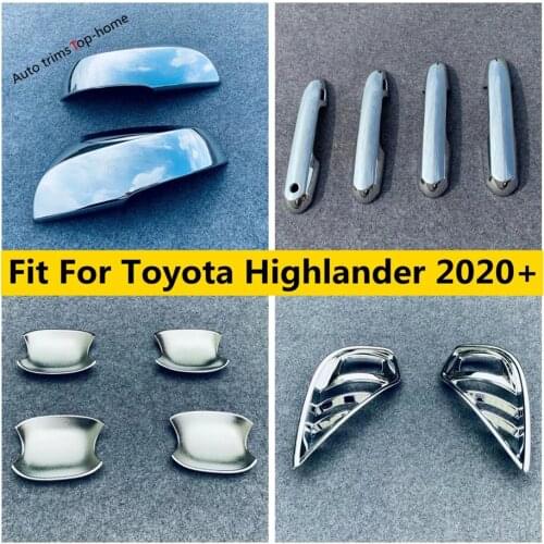 For Toyota Highlander 2020 2021 2022 ABS Chrome Accessories Front Fog Light Lamp Handle Bowl Grab Rearview Mirror Cover Kit Trim