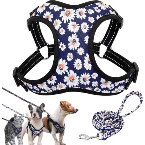 Nylon Dog Harness No Pull Pet Harnesses and Leash Set Dog Puppy Harness Vest Leash for Small Dogs Chihuahua French Bulldog