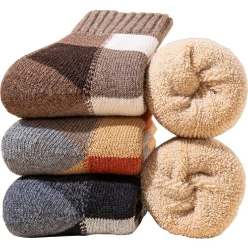 Winter Warm Merino Wool Men Socks Super Heavy Thick Thermal Socks Against Cold Snow Soft Merino Wool Socks Size 38-45