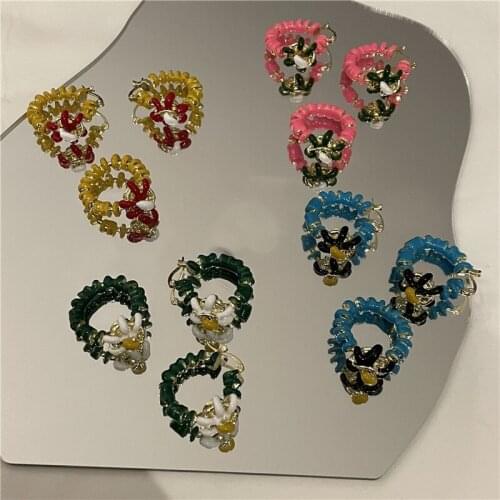Origin Summer Statement Vintage Multicolor Enamel Flower Ring for Women Girls Multi-Type Adjustable Index Finger Ring Jewellery