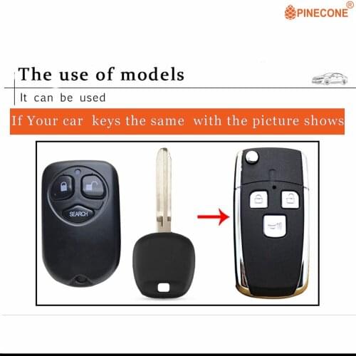 PINECONE Key Case for TOYOTA COROLLA Remote Key 3 Buttons Uncut TOY43 Blade 2 Remote Blank Key Shell Cover 1 PC