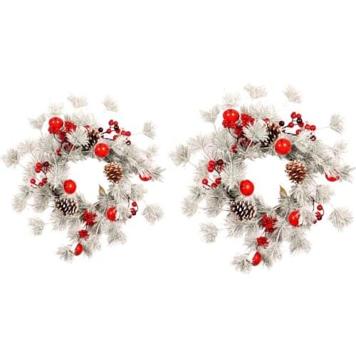 Merry Christmas Wreaths Decorations for Front Door, Xmas Garland Ornament Artificial Home Decor, Diy, New Years