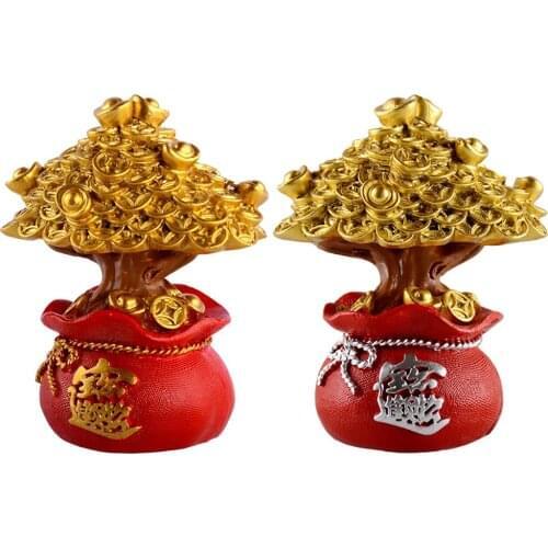 Lucky Tree Money Tree Resin Feng Shui Money Tree Bring Gold Luck Desk Tv Wine Cabinet Craft