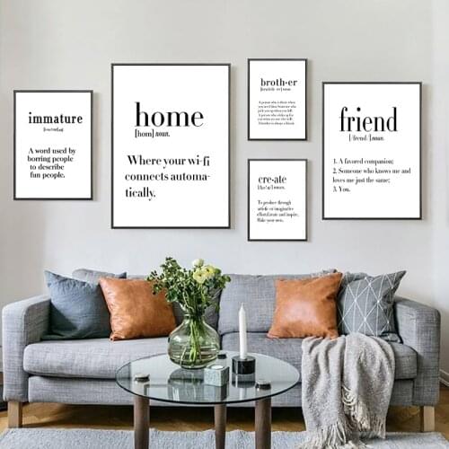 Nordic Family Friend Brother Saying Print Black White Minimalist Poster Encouragement Quotes Canvas Painting Home Wall Art Decor