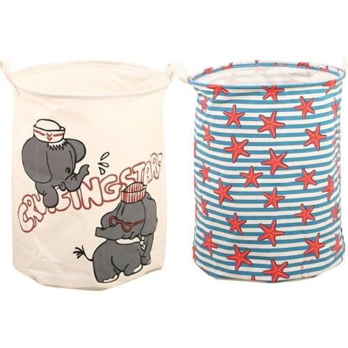 Elephant Starfish Foldable Laundry Basket Dirt Clothes Toys Storage Bucket Bag