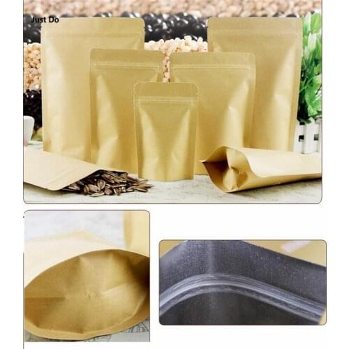 Kraft paper Aluminum Foil storage standing up bag Gifts/dry Food/Candy/underwear storage standing bag