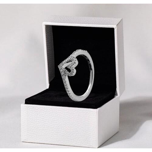 Sparkling Wishbone Heart Rings For Women 925 Jewelry Sterling Silver Anillos Mujer Wedding Engagement Ring Valentines Day Gift