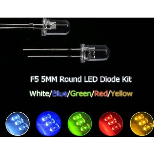 10pcs/lot Transparent Round 5mm Long legs 29MM UltraBright Green Red white Yellow Blue Light LED bulbs emitting diode F5