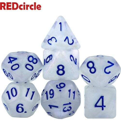High Quality Glitter Effect 7pcs/set Dice Set D4,D6,D8,D10,D10%,D12,D20 TRPG Games for DnD D4-D20 Multi Side BoardGame