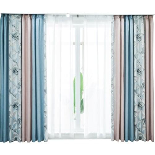 Custom curtains Nordic Simple livingroom pink blue shading Color matching bedroom blackout curtain tulle valance drape M863