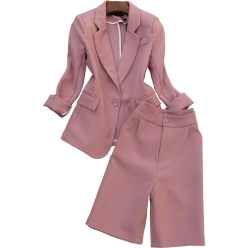 Womens suit spring and summer new style fashion suit pants suit femininity commuting five-point pants 2 piece set women