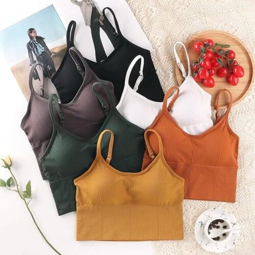 Japanese Style Women Underwear for Fitness Running Pure Color Nylon U Shape Breathable Sport Tops Seamless 1Pcs