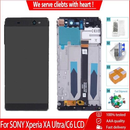 6.0" For SONY Xperia XA Ultra C6 LCD Original Change Touch Screen F3211 F3212 F3215 LCD Display Digitizer With Frame Replacement