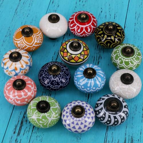 1x Dia 38mm Cute European Countryside Style Ceramic Knobs Nursery Pull Kitchen Drawer Single Hole Knob With Screws