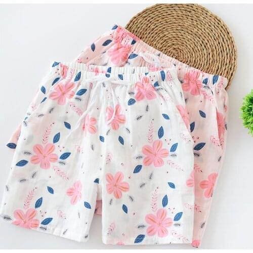 2021Summer Women Sleep Shorts Cotton Gauze Pajamas Pants Printing Sleep Bottoms Sleep Wear Sleeping Womens Lounge Wear Sleepwear