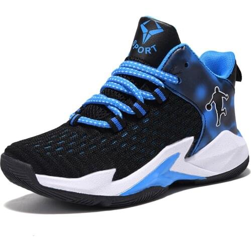 2021 New Kids Basketball Shoes Outdoor Anti-skid Boys Sport Shoes Bule Cushioning Basketball Sneakers Chilsren Tennis Trainers