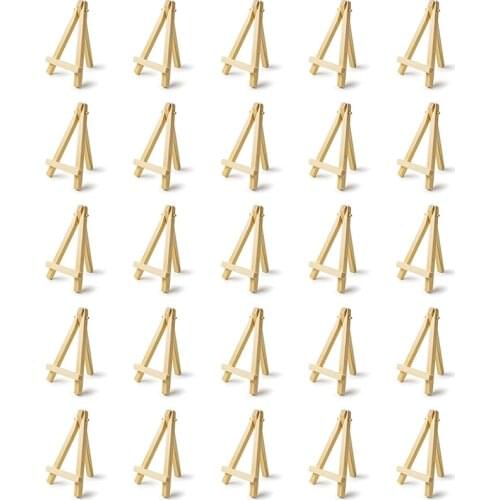 25 Pieces of Mini 5 Inch Wooden Easel. Business Cards, Display Photos, Small Canvases, Classroom DIY Arts and Crafts