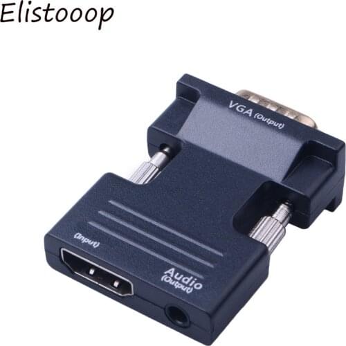 VGA 3.5mm Audio Cable Adapter HDMI-compatible Female to VGA Male Converter 1080P HD Video Output for PC Laptop TV Monitor Projec