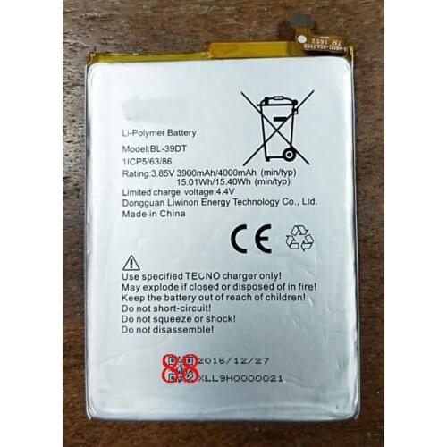 3900mAh 3.85V Battery For TECNO BL-39DT TECNO L9 Mobile Phone Batterie Bateria Replace Parts