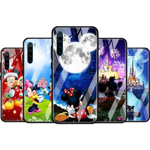 Mickey Minnie cute for Xiaomi Redmi K40 K30 K20 Pro Plus 9C 9A 9 8A 7 Luxury Shell Tempered Glass Phone Case Cover