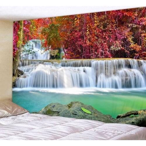 Decorative Mandala Forest Waterfall Wall Hanging Tapestry Bohemian Macrame Wall Art Blanket Home Decor Multicolor Bedroom Sheets
