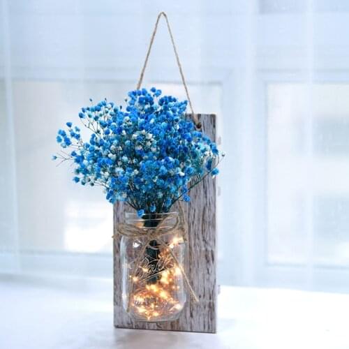 Wood LED Sky Battery Remote Control Hanging Light Mason Jar Wall Lamp Living Room Home Decoration Light (Not Included Battery)