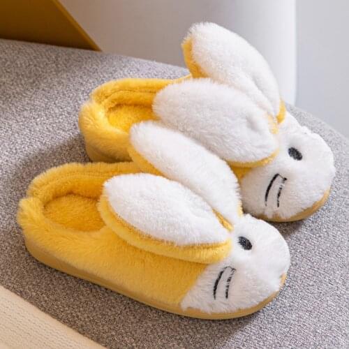 Winter Slippers for Boy Girl Rabbit Cartoon Cute Warm Flat Shoes Children Non-Slip Home Indoor Fashion Kids Slides Flip Flops