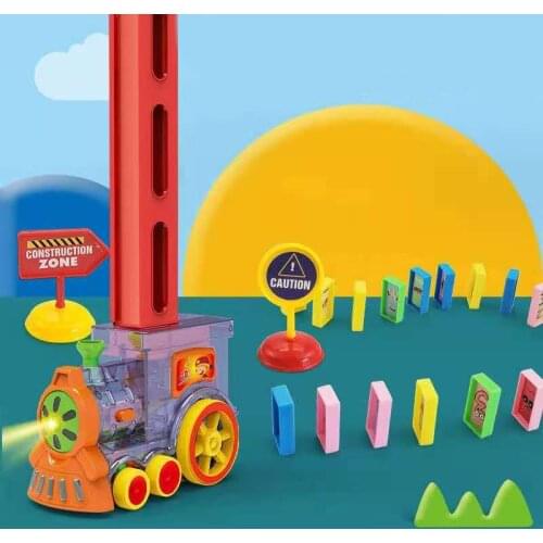 Childrens Domino Train Car Kit Sound And Light Automatic Laying Domino Blocks Set Up Blocks Elevator Springboard Bridge Set