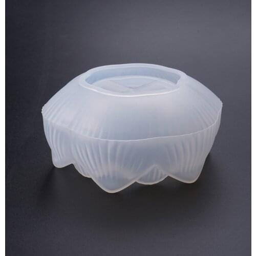 DIY 3D Lotus Candle Holder Silicone Mold Epoxy Resin Storage Box Mould Ornament Craft Making Tool Household Supplies